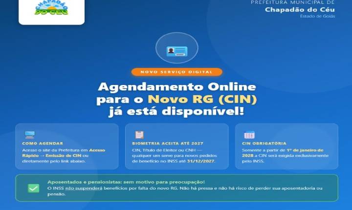 Agendamento online para emissão do novo RG (CIN) já está disponível