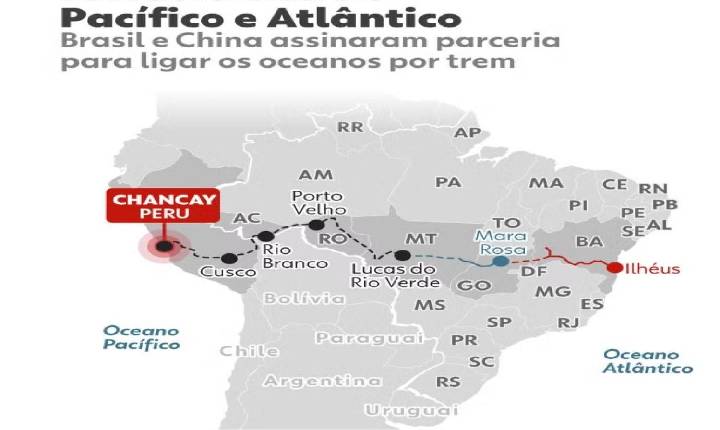 Brasil e China assinam acordo para construir ferrovia entre o Atlântico e o Pacífico