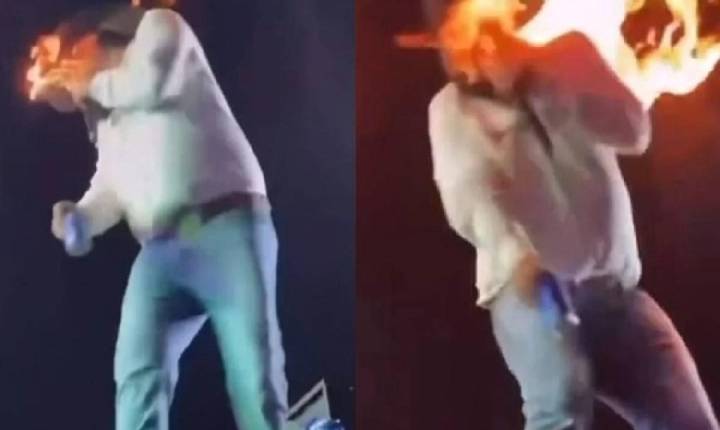 Cantor sertanejo fica ferido após ter rosto atingido por fogo durante show
