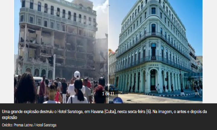 Grande explosão destrói hotel de luxo no centro de Havana, em Cuba