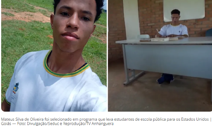 Órfão de pai, aluno de escola pública da zona rural de Goiás é escolhido para ser 'embaixador' nos EUA
