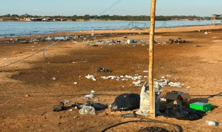 Vaso sanitário e garrafas: mais de 3 toneladas de lixo são retiradas de praia no Araguaia