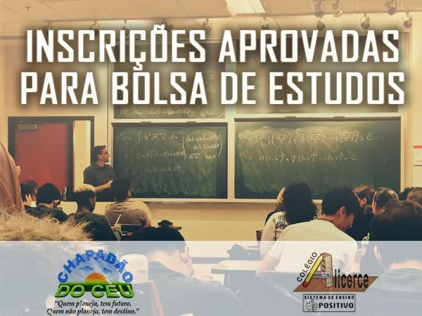 Inscrições aprovadas para o bolsa de estudo