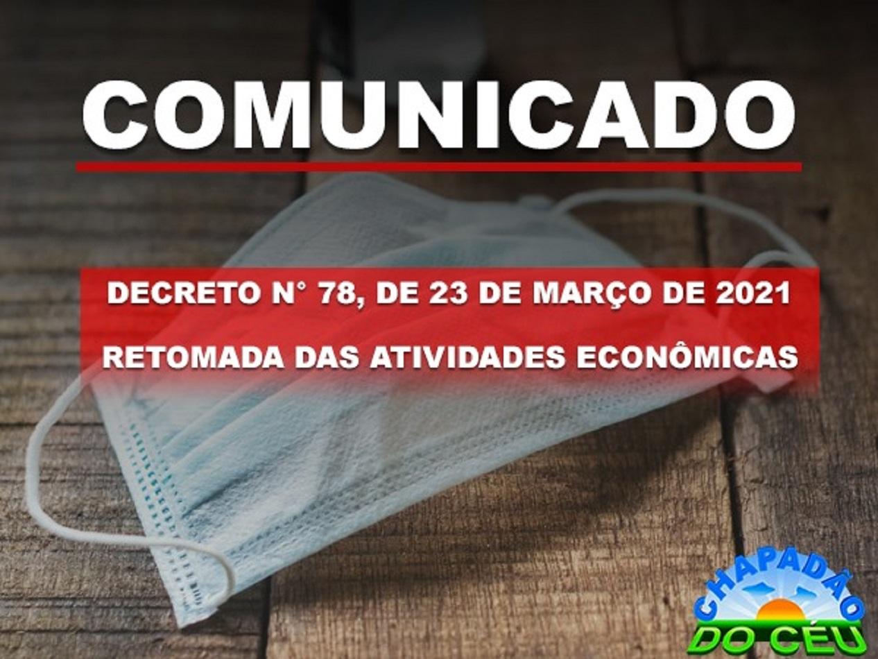 Prefeitura publica novo Decreto N° 78 de 23 de março de 2021