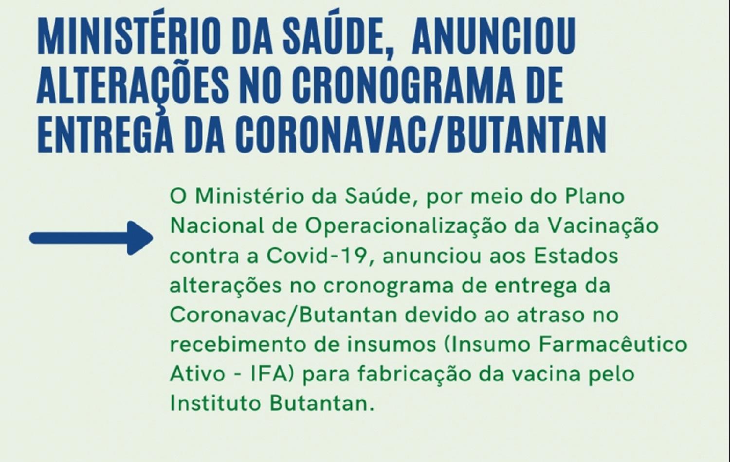 Nota: Chapadão do Sul recebe menos doses do que anunciado pelo Ministério da Saúde