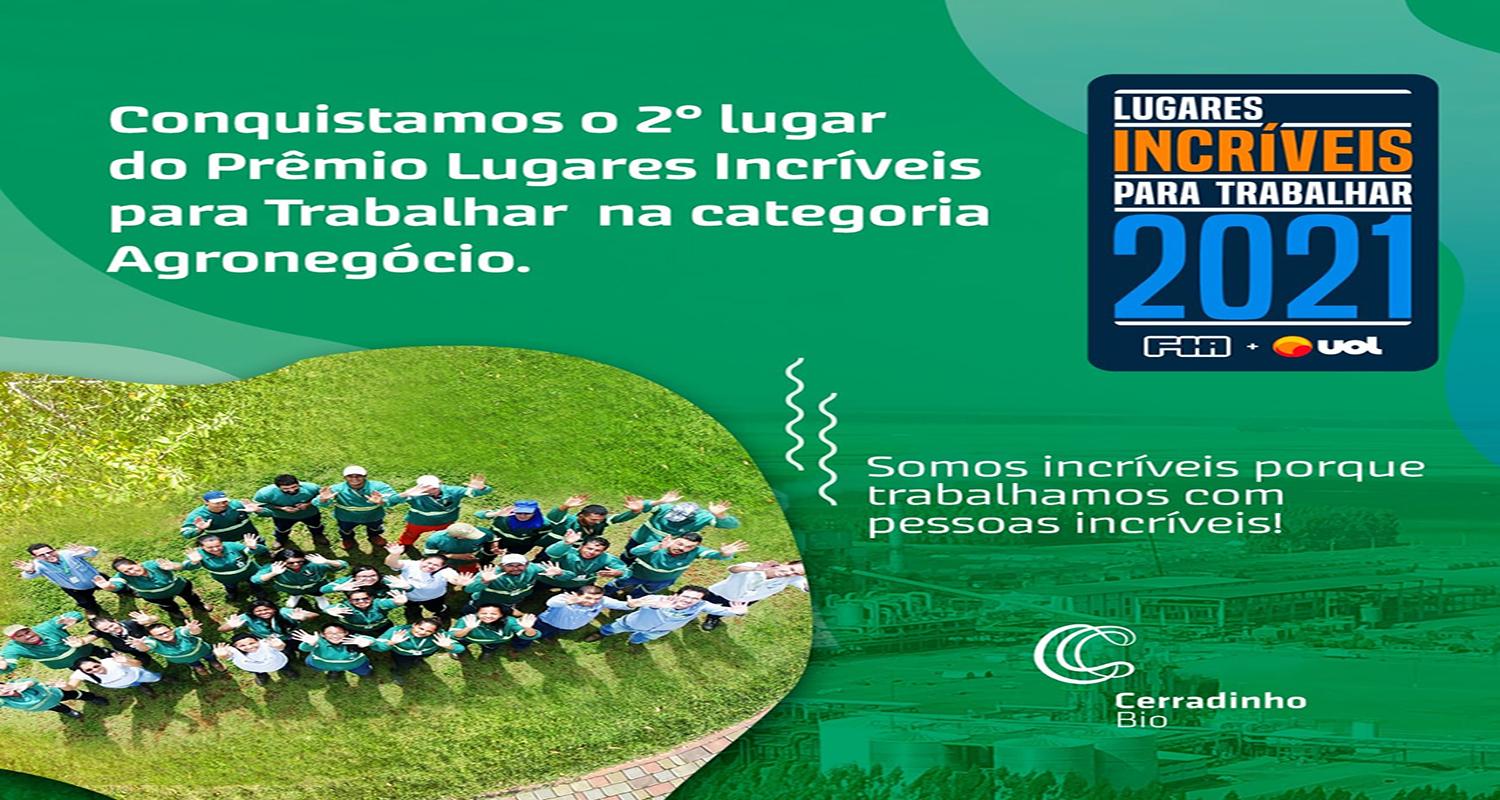 Prêmio Lugares Incríveis para Trabalhar: CerradinhoBio conquista segundo lugar na categoria Agronegócio