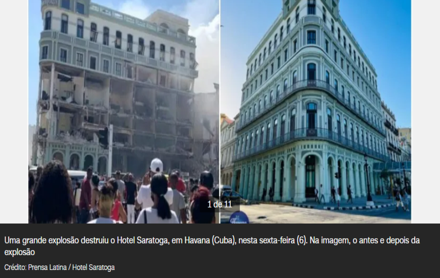 Grande explosão destrói hotel de luxo no centro de Havana, em Cuba