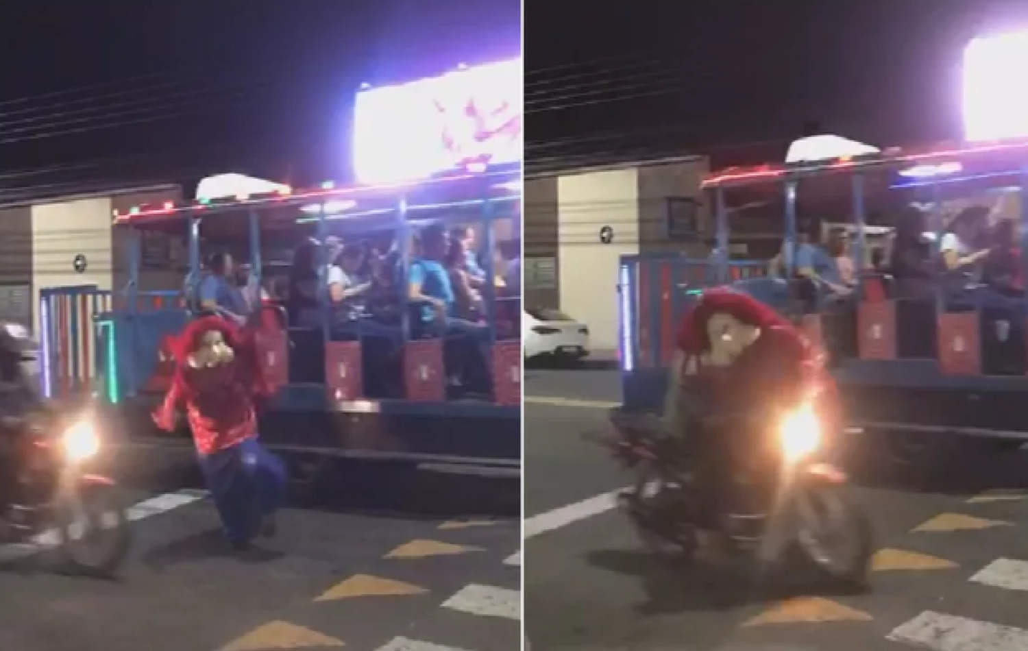 'Fofão' é atropelado por moto ao descer de carreta furacão em Caldas Novas