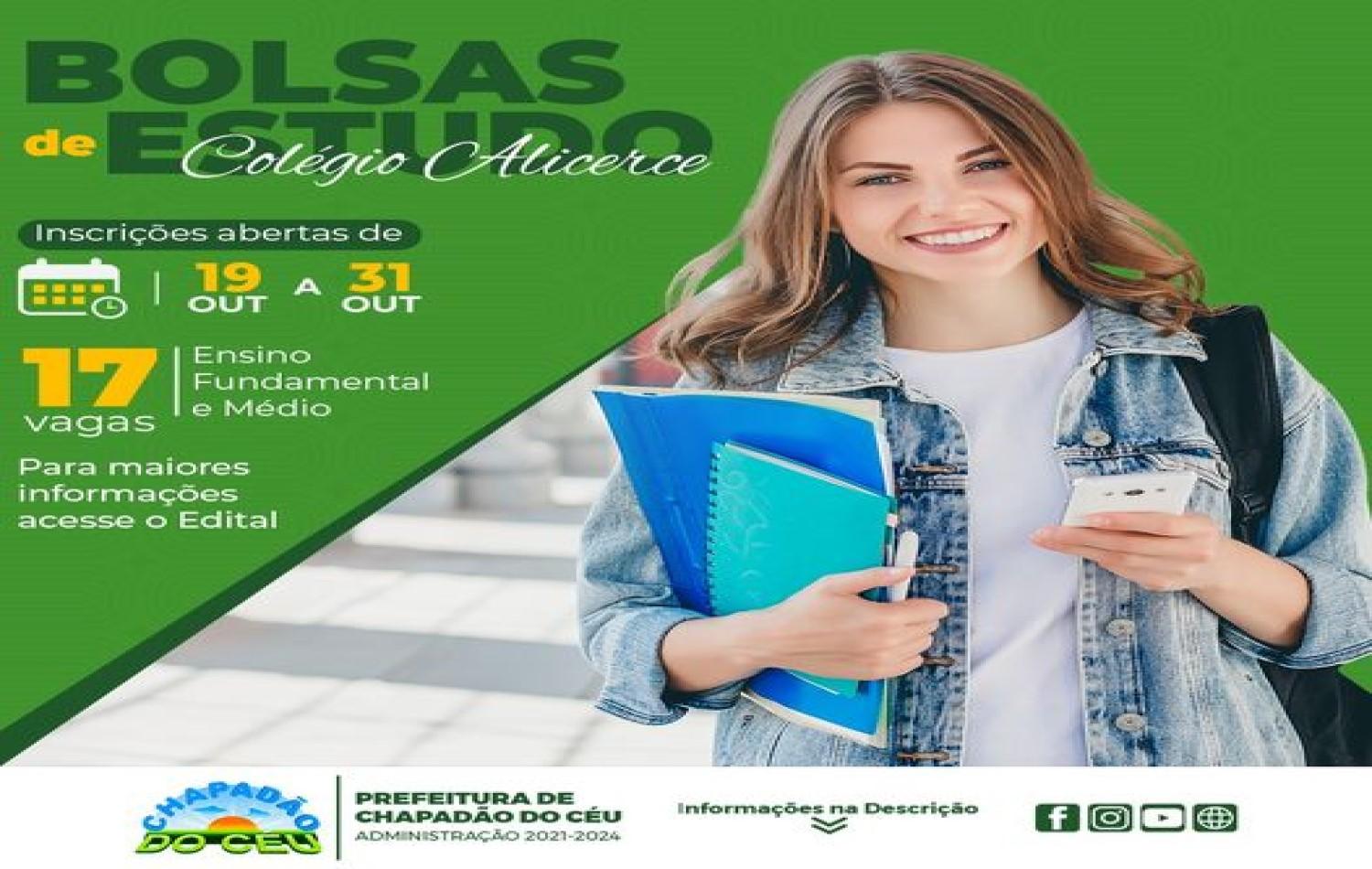 Inscrições aberta para bolsas de estudo no Colégio Alicerce