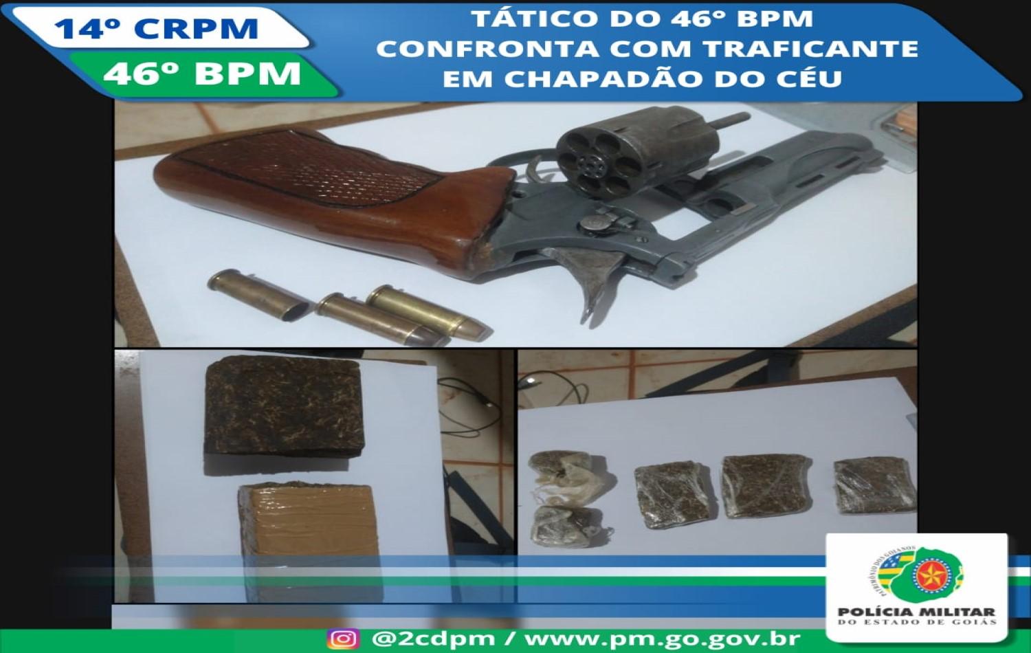 TÁTICO DO 46° BPM CONFRONTA COM TRAFICANTE EM CHAPADÃO DO CÉU