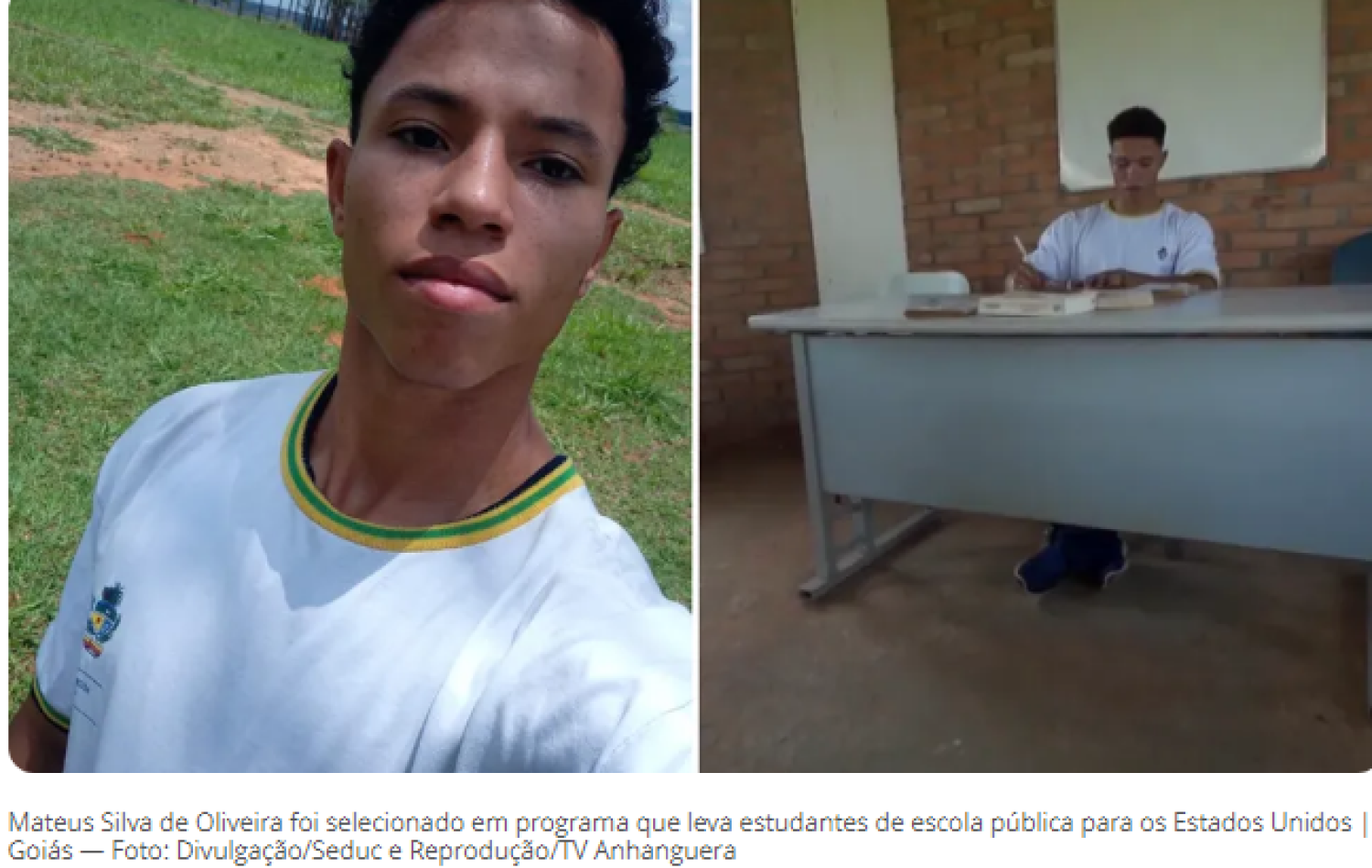 Órfão de pai, aluno de escola pública da zona rural de Goiás é escolhido para ser 'embaixador' nos EUA