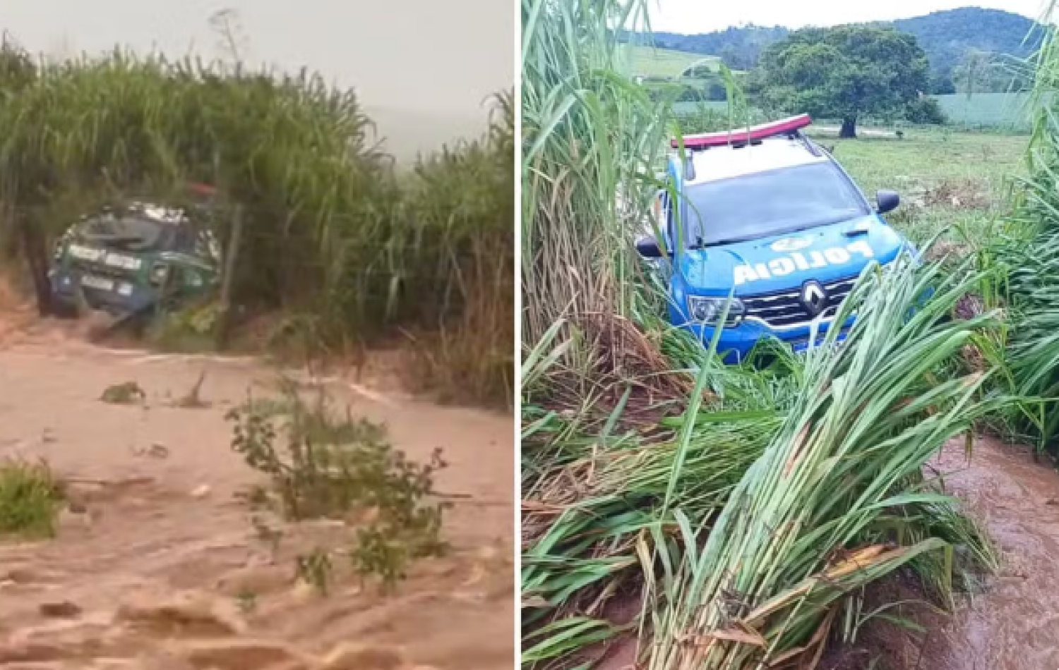 viatura é arrastada por tempestade quando voltava de resgate de mulher em cárcere privado: ‘Livramento’