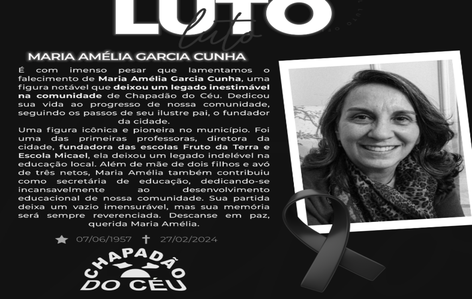 NOTA DE PESAR – MARIA AMÉLIA GARCIA CUNHA