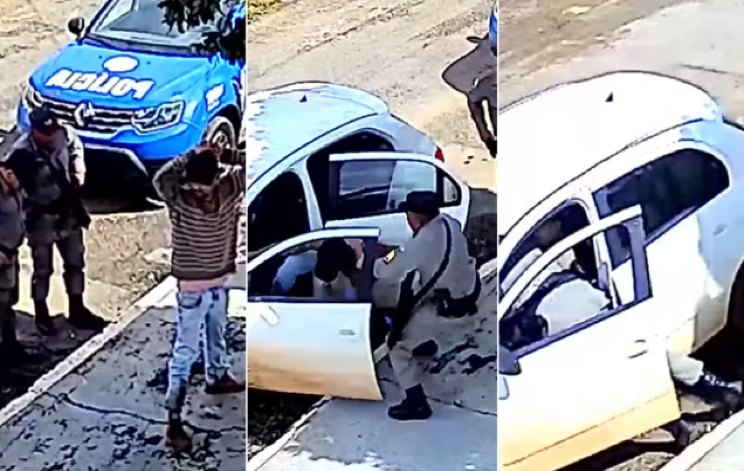 Motorista foge de abordagem policial levando PM dentro de carro