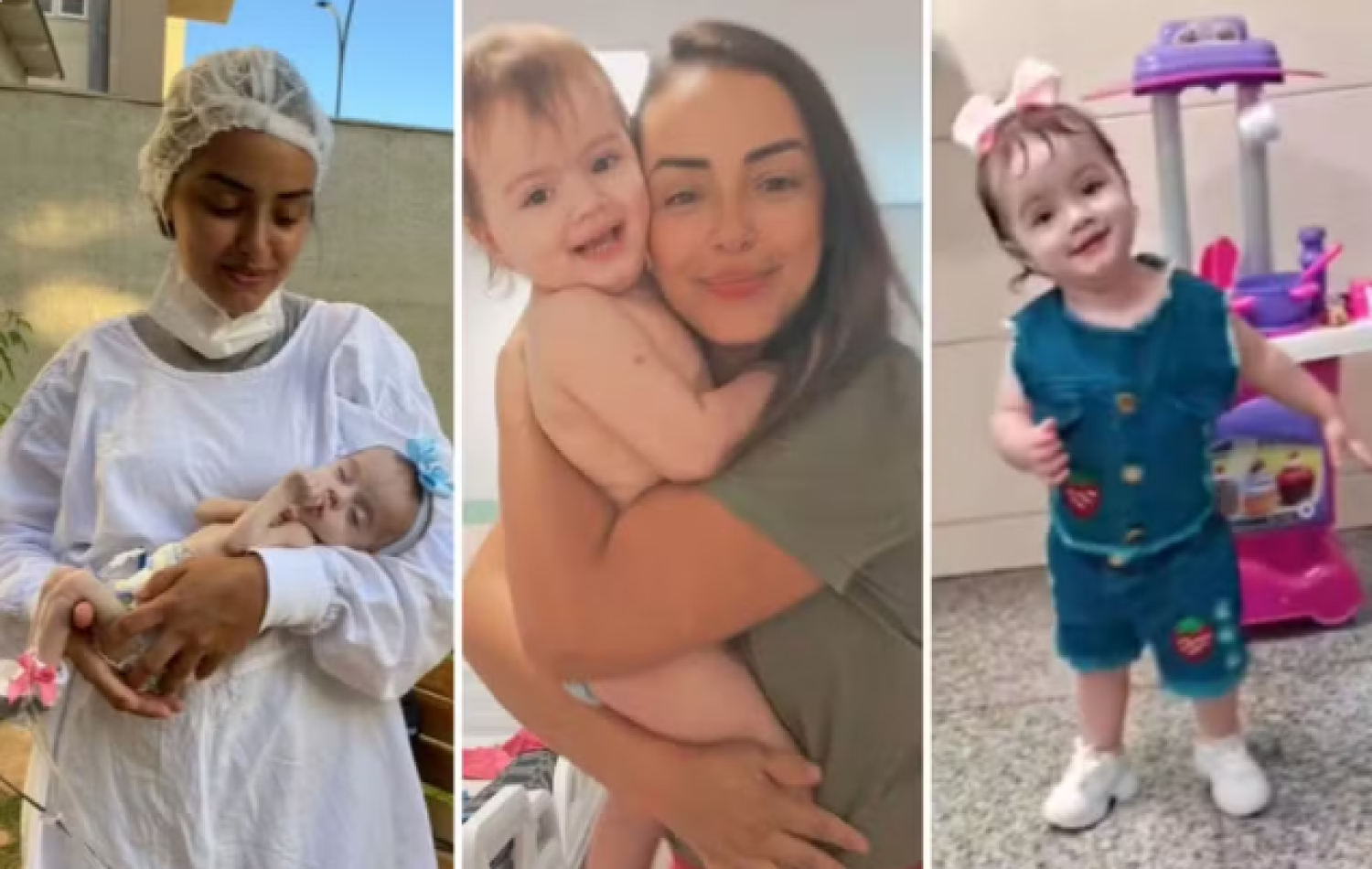 Após três anos em hospital, menina que nasceu com o intestino para fora da barriga vai para casa pela primeira vez