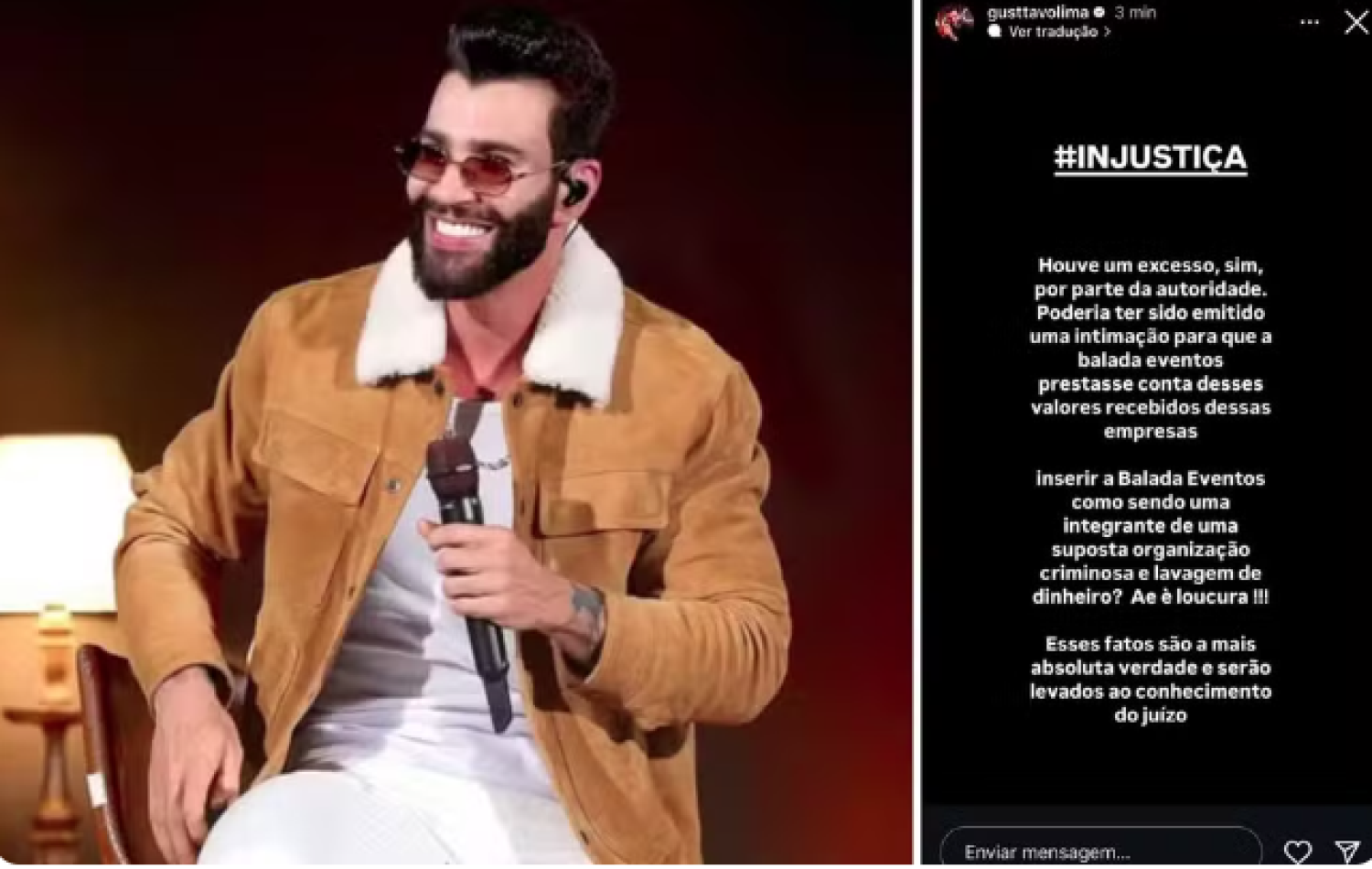 Gusttavo Lima diz ser 'loucura' incluir sua empresa na investigação sobre lavagem de dinheiro com bet