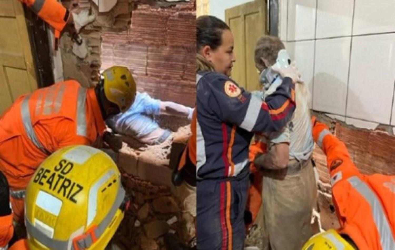 Idoso tenta salvar galinha e fica preso em parede;