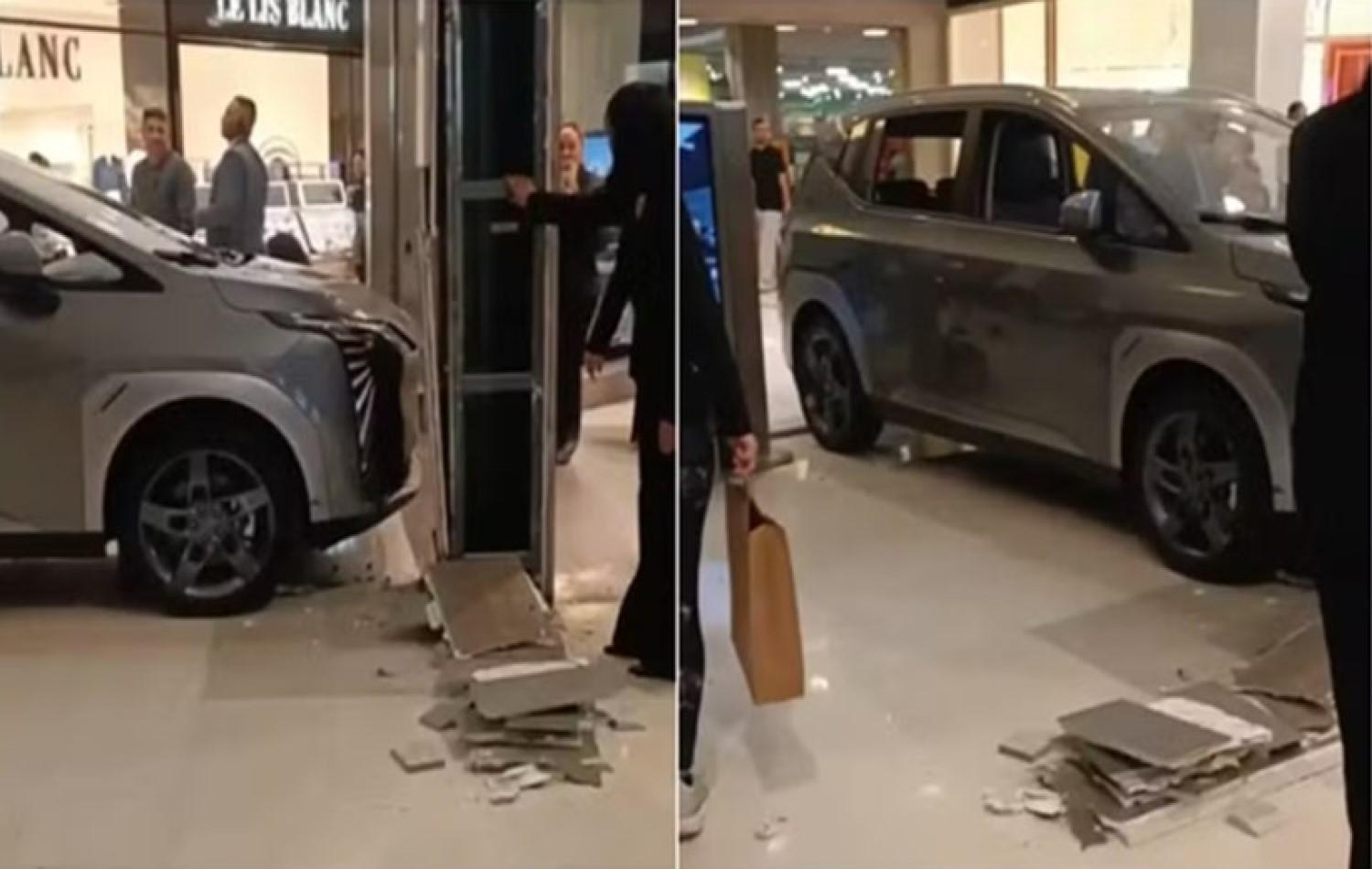 Criança liga carro em exposição e provoca acidente dentro de shopping