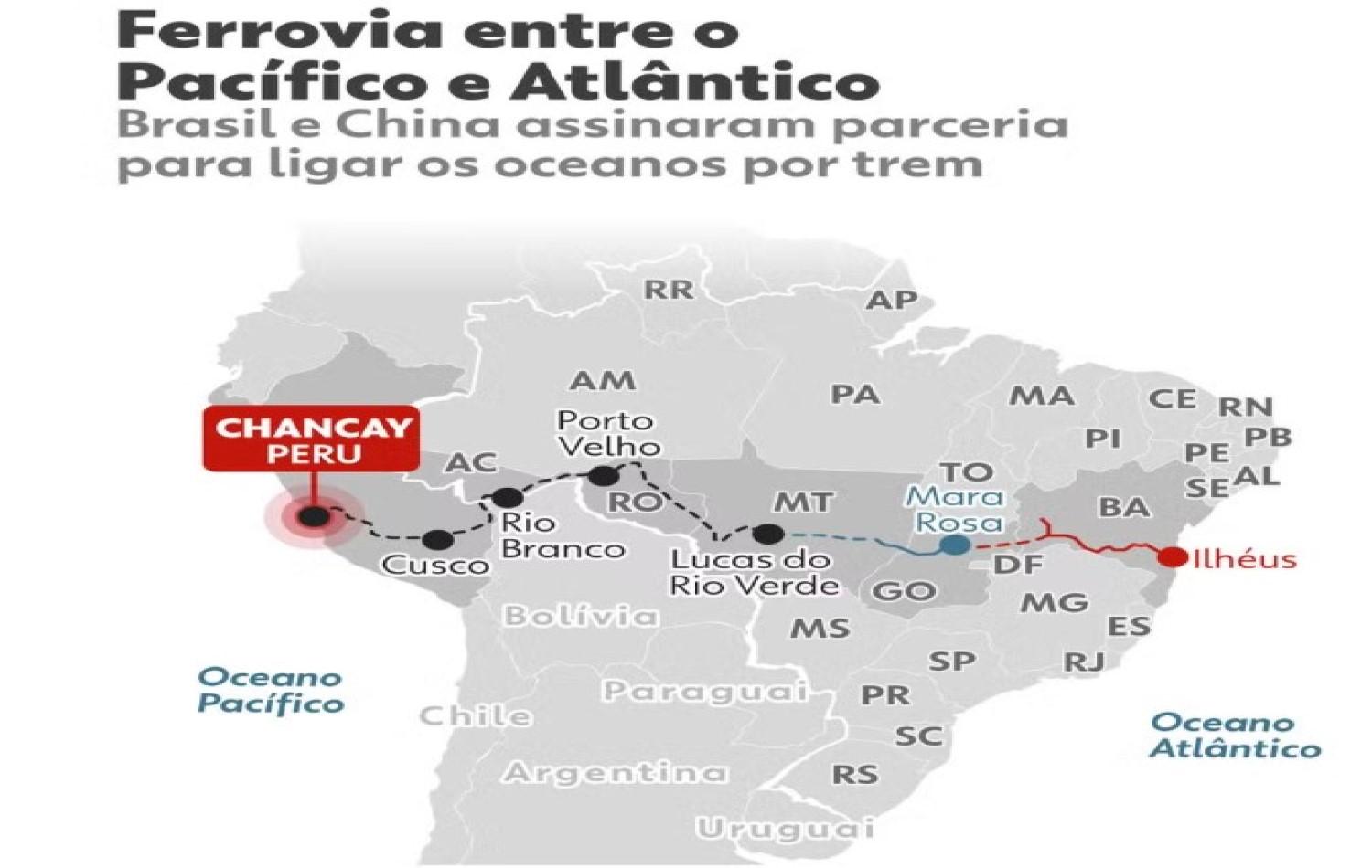 Brasil e China assinam acordo para construir ferrovia entre o Atlântico e o Pacífico