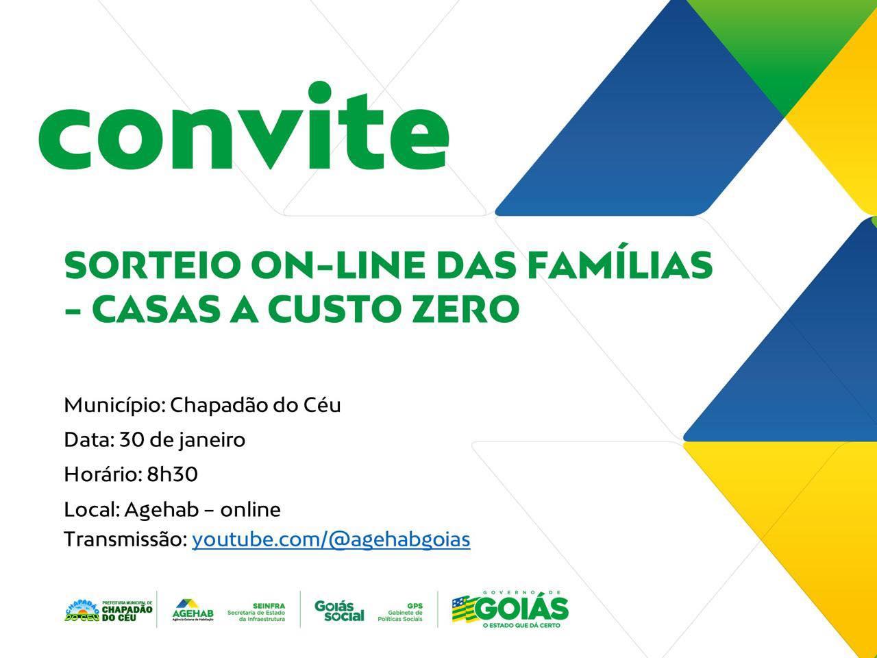 Dia 30 de janeiro será realizado o sorteio das Casas a Cuto Zero em Chapadão do Céu