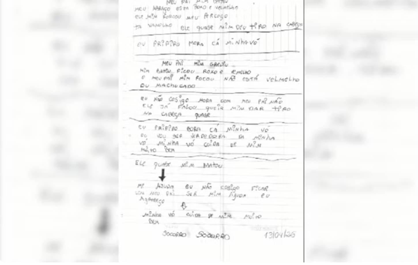 'Meu pai me bateu' e 'quase me deu um tiro': veja relato da adolescente que escreveu bilhete pedindo socorro a colega