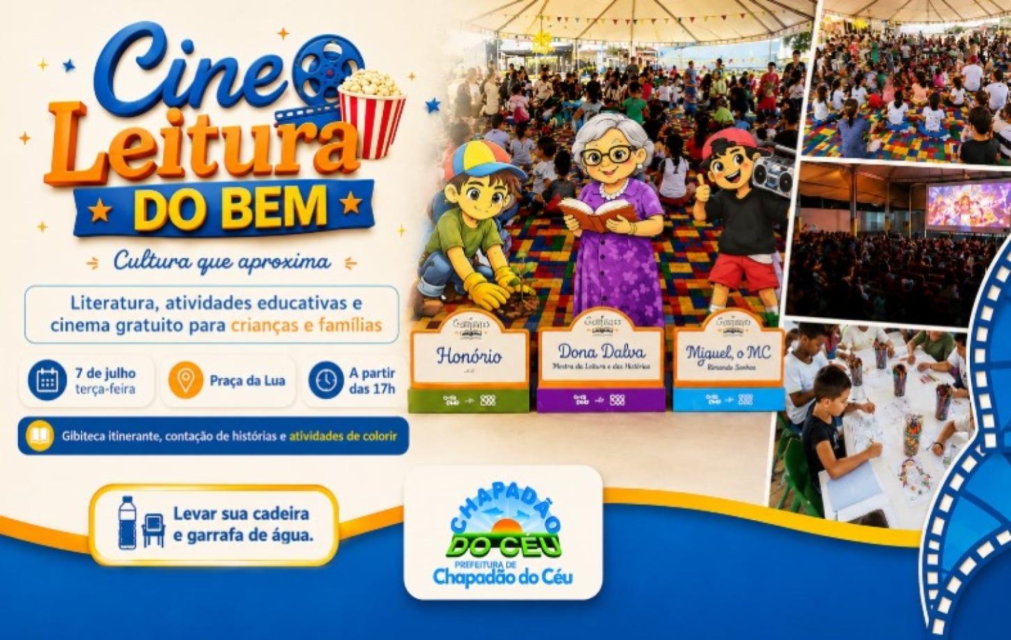 Governo de Goiás leva Cine Leitura do Bem para Chapadão do Céu