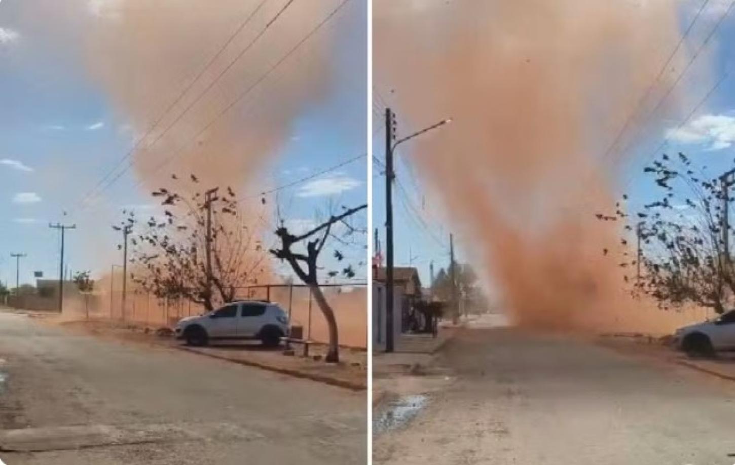 Redemoinho de poeira chama a atenção em Goiás